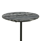 Tavolino d'appoggio, piano rotondo in marmo grigio-bianco, base a piedistallo 14x14x24