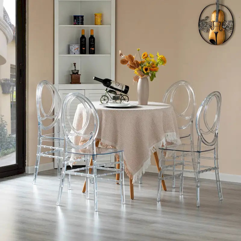 Sedia da pranzo moderna in acrilico Phoenix, sedia da festa trasparente impilabile, sedia in acrilico cristallino per eventi e matrimoni