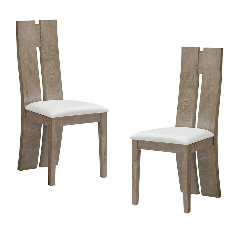 Set di 2 sedie da pranzo senza braccioli con schienale alto in PU
