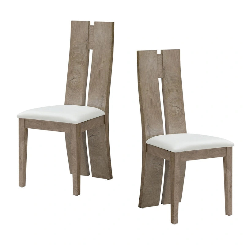 Set di 2 sedie da pranzo senza braccioli con schienale alto in PU