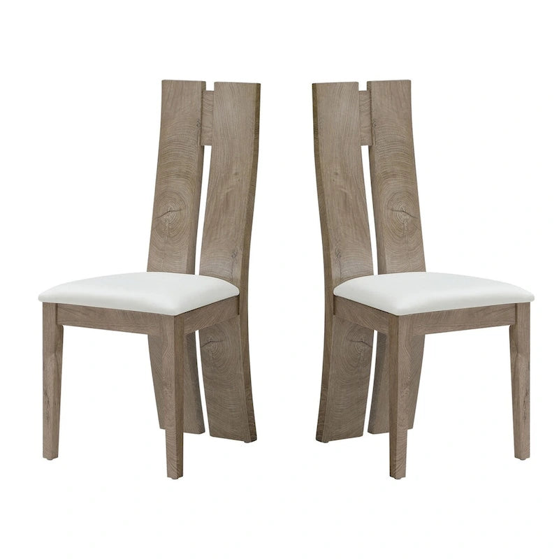 Set di 2 sedie da pranzo senza braccioli con schienale alto in PU