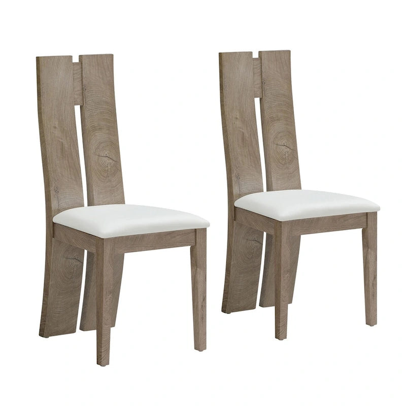 Set di 2 sedie da pranzo senza braccioli con schienale alto in PU