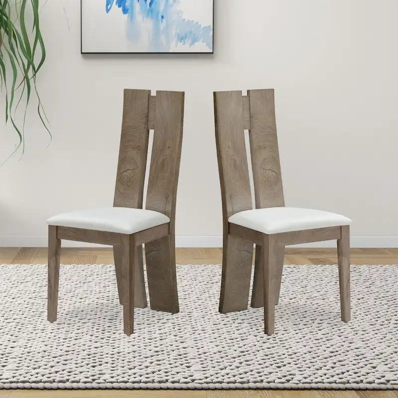 Set di 2 sedie da pranzo senza braccioli con schienale alto in PU