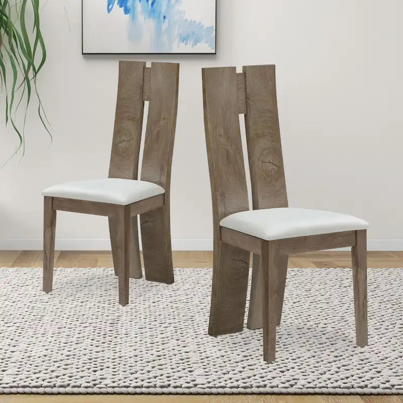 Set di 2 sedie da pranzo senza braccioli con schienale alto in PU