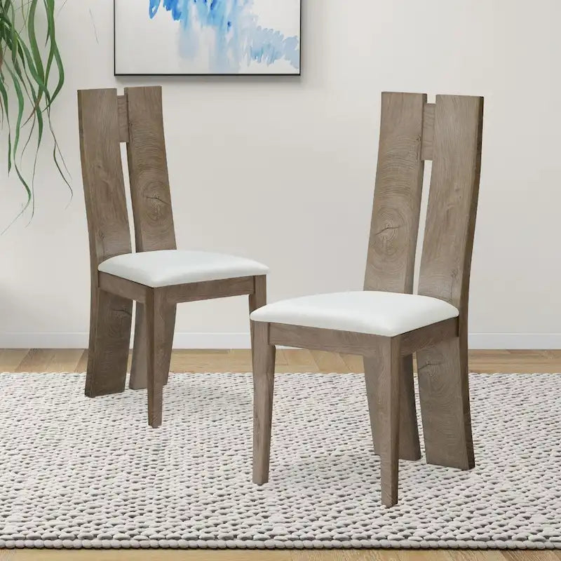 Set di 2 sedie da pranzo senza braccioli con schienale alto in PU