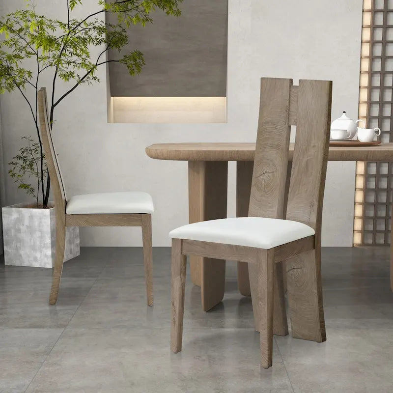 Set di 2 sedie da pranzo senza braccioli con schienale alto in PU