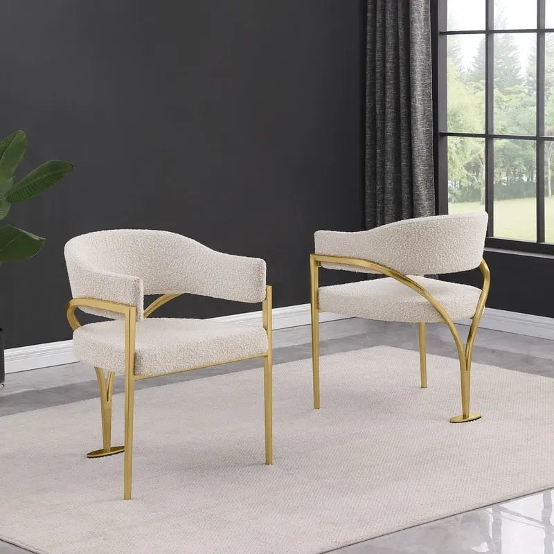 Sedie da pranzo con finitura opaca spazzolata oro cromato (set da 2) della migliore qualità - N/A