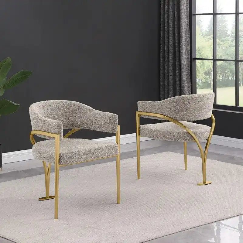 Sedie da pranzo con finitura opaca spazzolata oro cromato (set da 2) della migliore qualità - N/A