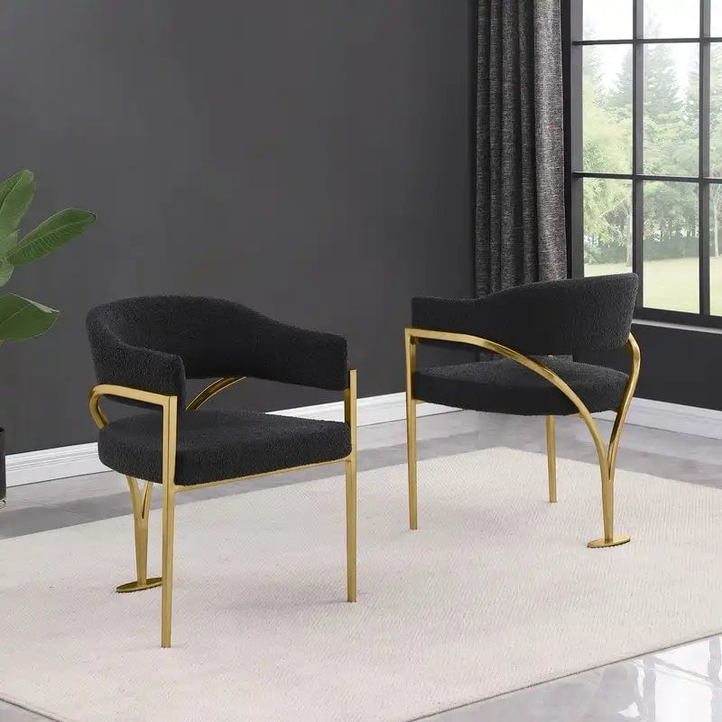 Sedie da pranzo con finitura opaca spazzolata oro cromato (set da 2) della migliore qualità - N/A