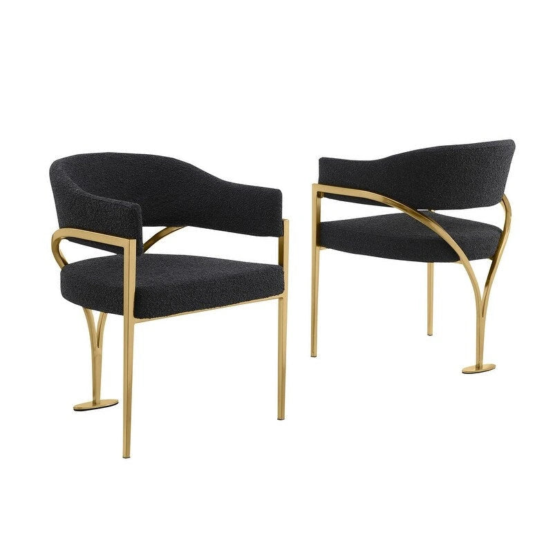 Sedie da pranzo con finitura opaca spazzolata oro cromato (set da 2) della migliore qualità - N/A