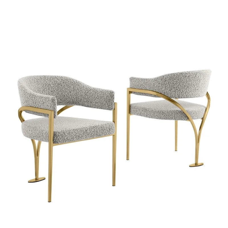Sedie da pranzo con finitura opaca spazzolata oro cromato (set da 2) della migliore qualità - N/A