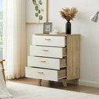 Cassettiera Laterale in Legno Massello di Rovere Bianco Moderno con Cassetti Contenitori