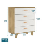 Cassettiera Laterale in Legno Massello di Rovere Bianco Moderno con Cassetti Contenitori