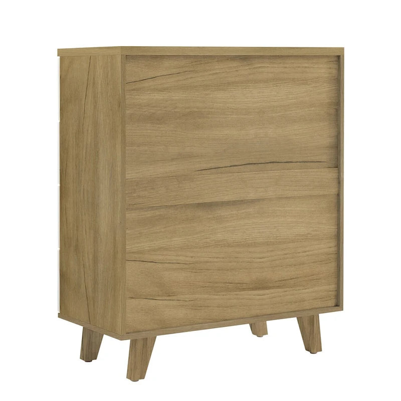 Cassettiera Laterale in Legno Massello di Rovere Bianco Moderno con Cassetti Contenitori