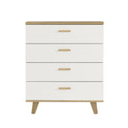 Cassettiera Laterale in Legno Massello di Rovere Bianco Moderno con Cassetti Contenitori