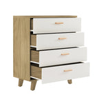 Cassettiera Laterale in Legno Massello di Rovere Bianco Moderno con Cassetti Contenitori