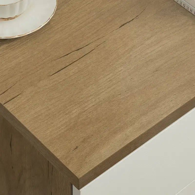 Cassettiera Laterale in Legno Massello di Rovere Bianco Moderno con Cassetti Contenitori