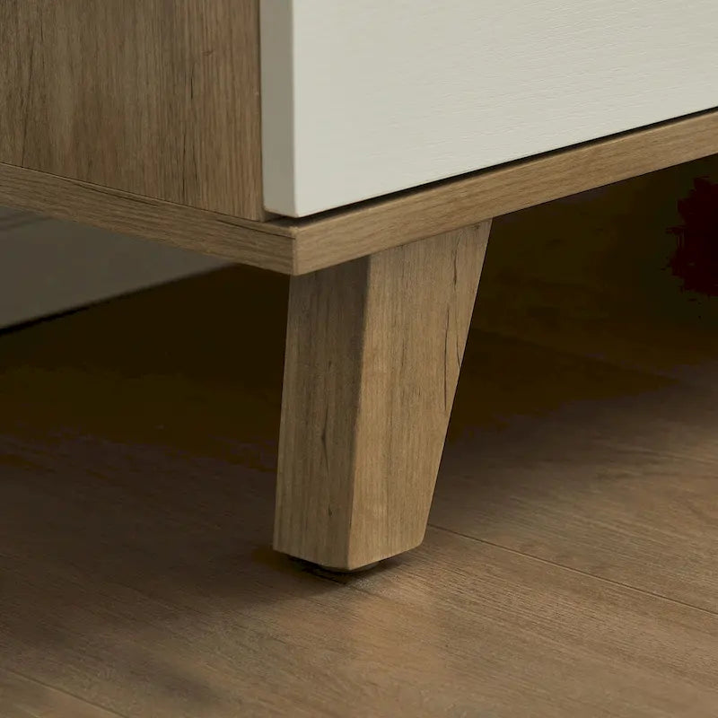 Cassettiera Laterale in Legno Massello di Rovere Bianco Moderno con Cassetti Contenitori