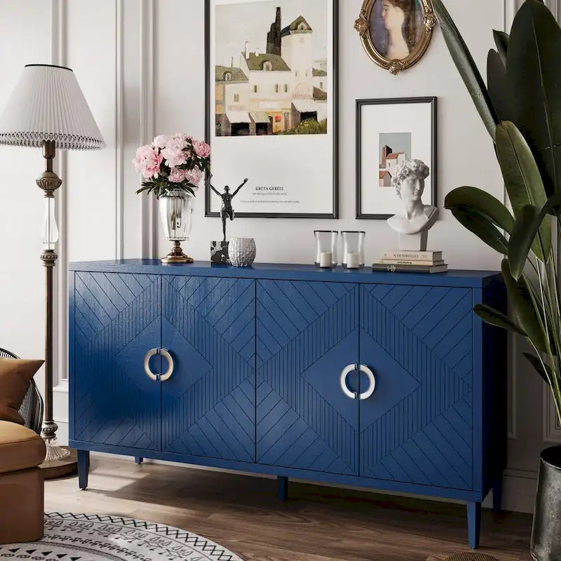 Esclusiva credenza a 4 ante con gambe in pino