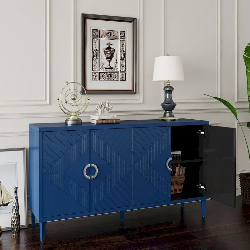 Esclusiva credenza a 4 ante con gambe in pino