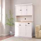 Élément de rangement de cuisine de 71 po avec comptoir pour micro-ondes, armoire vitrée avec étagères réglables, 6 portes, 1 tiroir