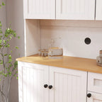 Élément de rangement de cuisine de 71 po avec comptoir pour micro-ondes, armoire vitrée avec étagères réglables, 6 portes, 1 tiroir