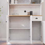 Élément de rangement de cuisine de 71 po avec comptoir pour micro-ondes, armoire vitrée avec étagères réglables, 6 portes, 1 tiroir