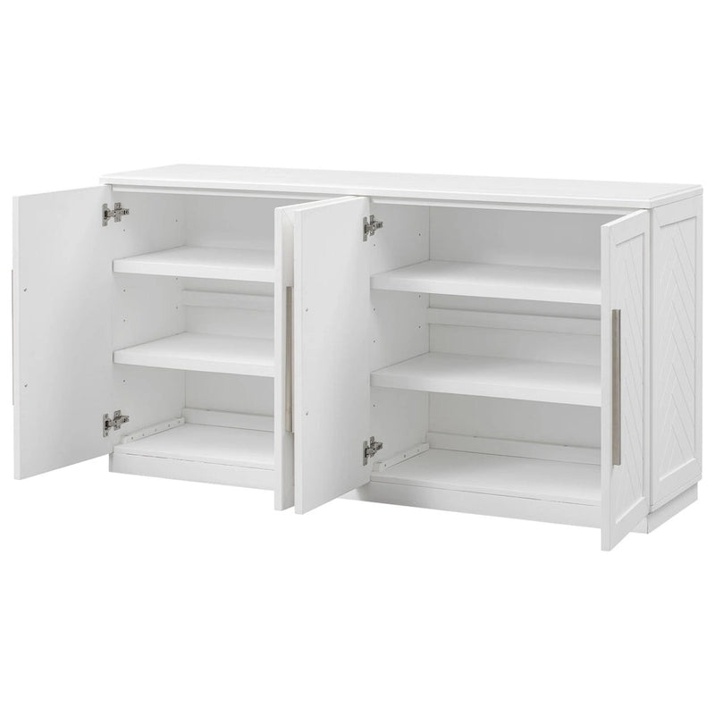 Madia in Legno Massello con 4 Ante, Ampia Credenza Contenitore