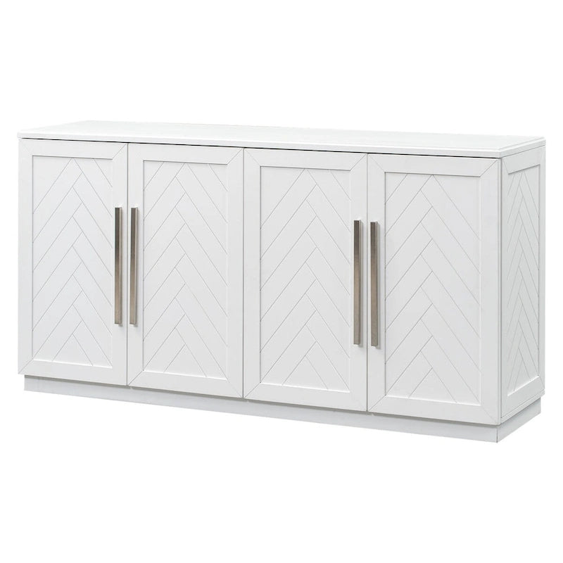 Madia in Legno Massello con 4 Ante, Ampia Credenza Contenitore