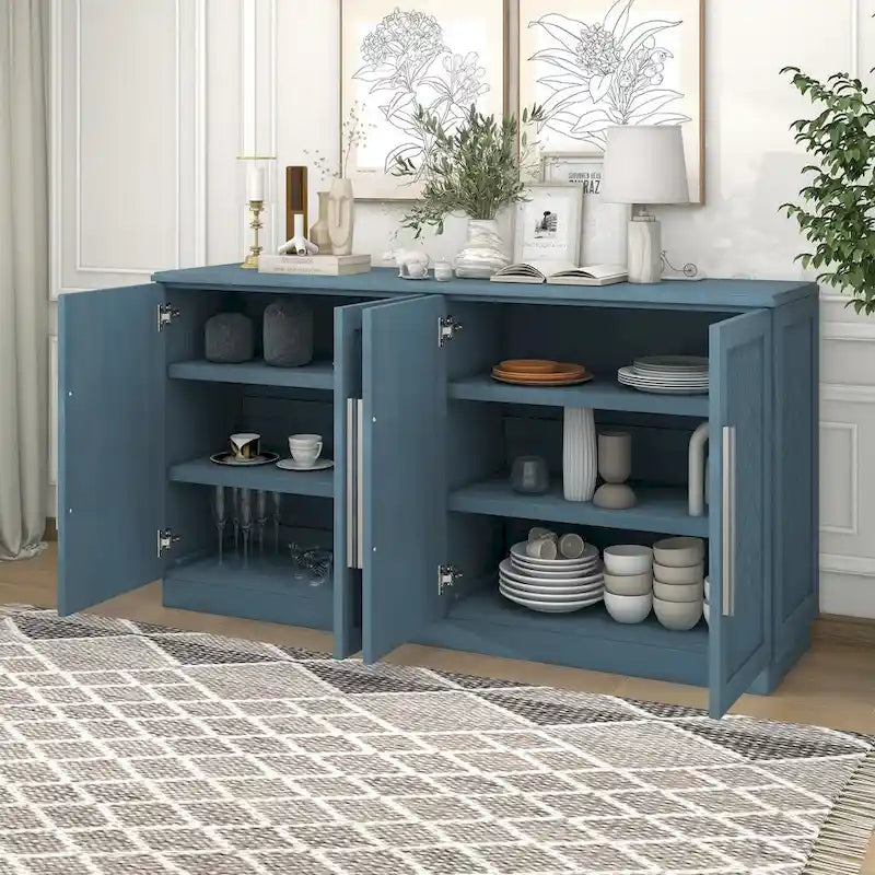 Madia in Legno Massello con 4 Ante, Ampia Credenza Contenitore