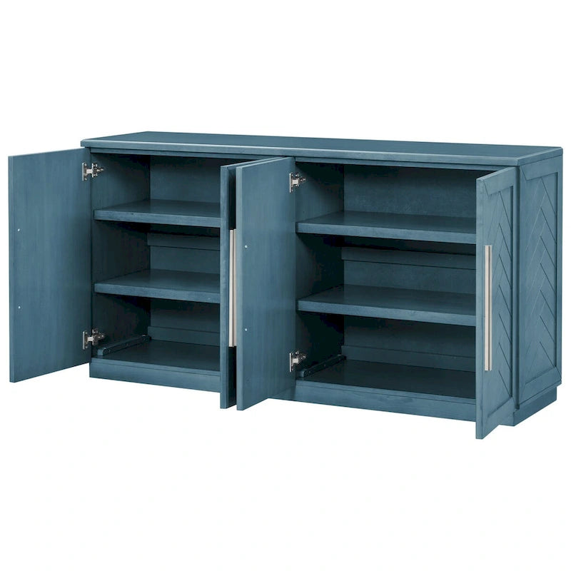 Madia in Legno Massello con 4 Ante, Ampia Credenza Contenitore