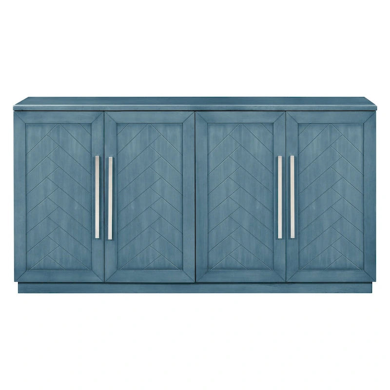 Madia in Legno Massello con 4 Ante, Ampia Credenza Contenitore