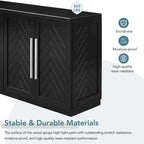 Madia in Legno Massello con 4 Ante, Ampia Credenza Contenitore