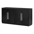 Madia in Legno Massello con 4 Ante, Ampia Credenza Contenitore