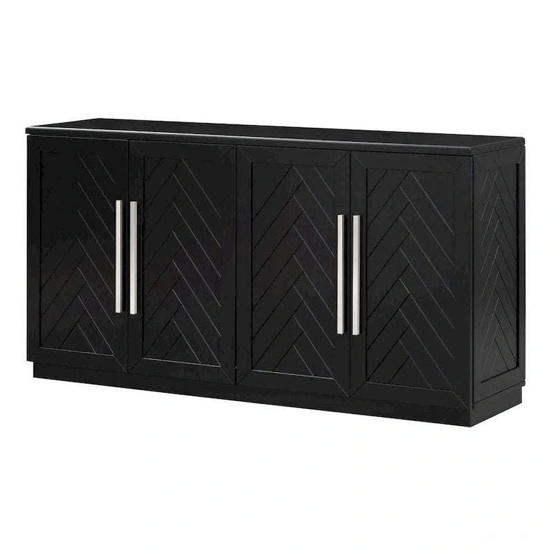 Madia in Legno Massello con 4 Ante, Ampia Credenza Contenitore