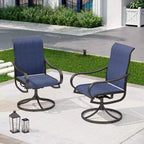Captiva Designs Ensemble de salle à manger d'extérieur 9 pièces avec table carrée à lattes en métal et chaises pivotantes en textilène