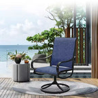 Captiva Designs Ensemble de salle à manger d'extérieur 9 pièces avec table carrée à lattes en métal et chaises pivotantes en textilène