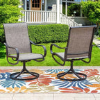 Captiva Designs Ensemble de salle à manger d'extérieur 9 pièces avec table carrée à lattes en métal et chaises pivotantes en textilène