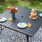 Captiva Designs Ensemble de salle à manger d'extérieur 9 pièces avec table carrée à lattes en métal et chaises pivotantes en textilène