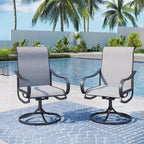 Captiva Designs Ensemble de salle à manger d'extérieur 9 pièces avec table carrée à lattes en métal et chaises pivotantes en textilène