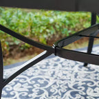 Captiva Designs Ensemble de salle à manger d'extérieur 9 pièces avec table carrée à lattes en métal et chaises pivotantes en textilène
