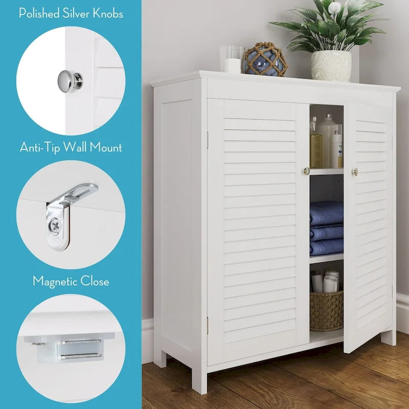 RiverRidge Ellsworth Mobile bagno e lavanderia con ante e ripiani regolabili - Bianco