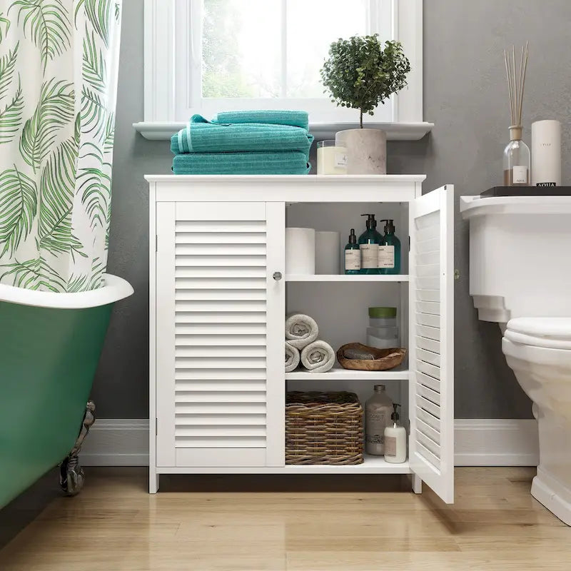 RiverRidge Ellsworth Mobile bagno e lavanderia con ante e ripiani regolabili - Bianco