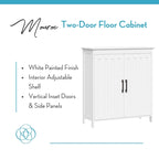 Armoire de rangement à deux portes RiverRidge Monroe pour salle de bain et buanderie avec étagères réglables – Blanche