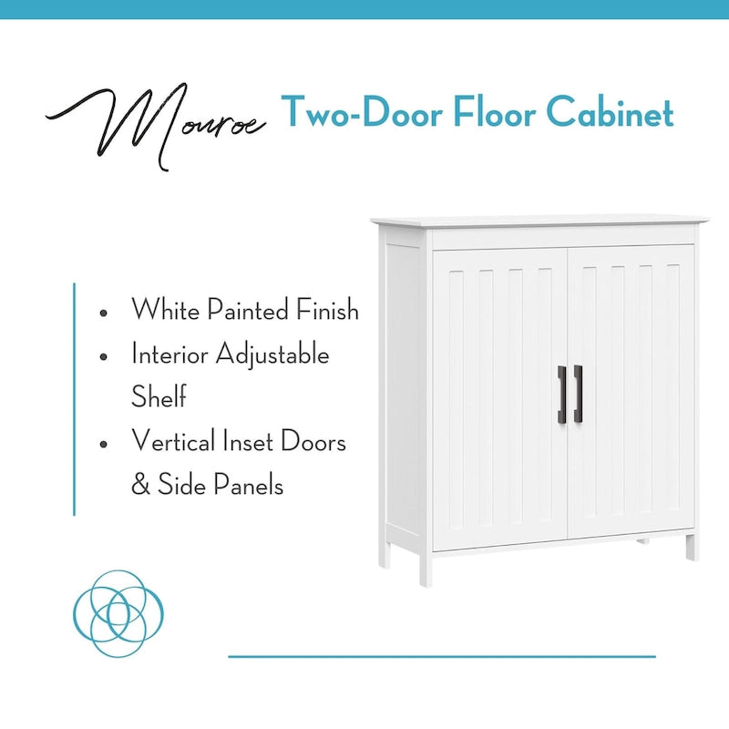 Armoire de rangement à deux portes RiverRidge Monroe pour salle de bain et buanderie avec étagères réglables – Blanche