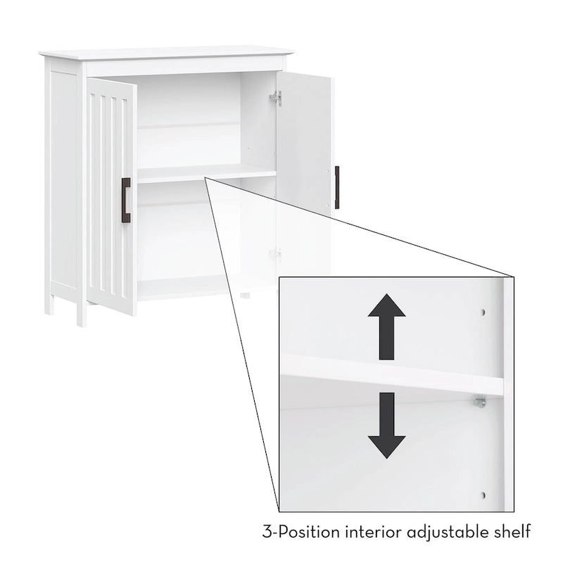 Armoire de rangement à deux portes RiverRidge Monroe pour salle de bain et buanderie avec étagères réglables – Blanche