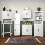 Armoire de rangement à deux portes RiverRidge Monroe pour salle de bain et buanderie avec étagères réglables – Blanche