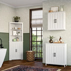 Armoire de rangement à deux portes RiverRidge Monroe pour salle de bain et buanderie avec étagères réglables – Blanche