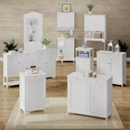 Armoire de rangement étroite à porte unique RiverRidge Ashland pour salle de bain et buanderie avec tiroir et étagères réglables - Blanc