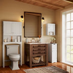 Armoire de rangement étroite à porte unique RiverRidge Ashland pour salle de bain et buanderie avec tiroir et étagères réglables - Blanc